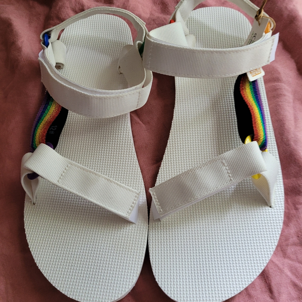 Teva White Sandals with Multicolor Straps